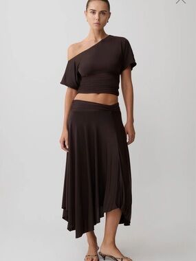 Meshki Luu Slinky top and Skirt - Dark Chocolate